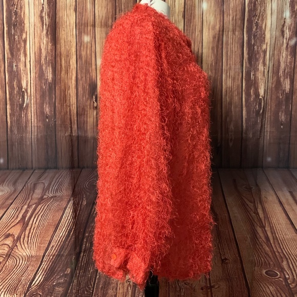NWOT LIZ & ME WOMEN'S PLUS SIZE 3X JACKET TOP EYE LASH FUZZY CORAL BOHO HOLIDAY - Picture 5 of 13